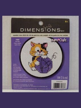 Dimensions Learn-A-Craft Cute Kitty w/Yarn Counted Cross Stitch Kit #73038
